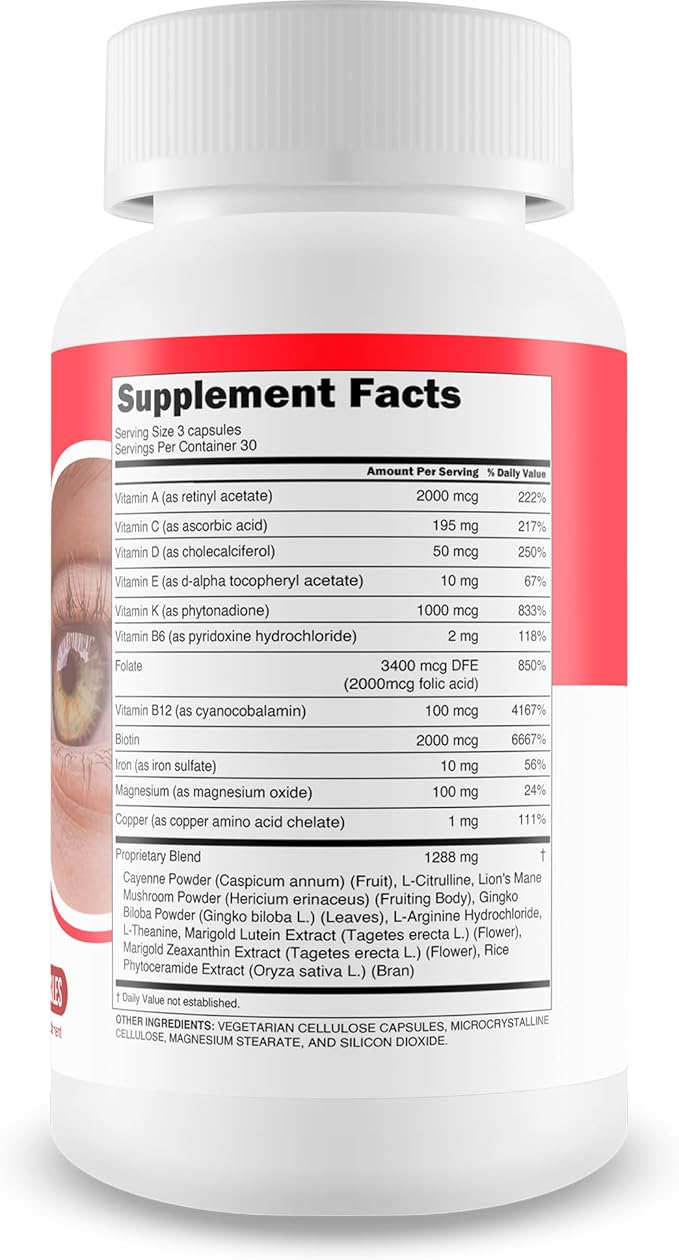 Red Root Hack Vision Supplement - Our Best Eye Pills for Ocular Clog - Vision Eye Vitamins to Improve Eyesight - Our Best Bloodflow Vision Pills Sight Care Formula with Vitamin A, Lutein, Zeaxanthin