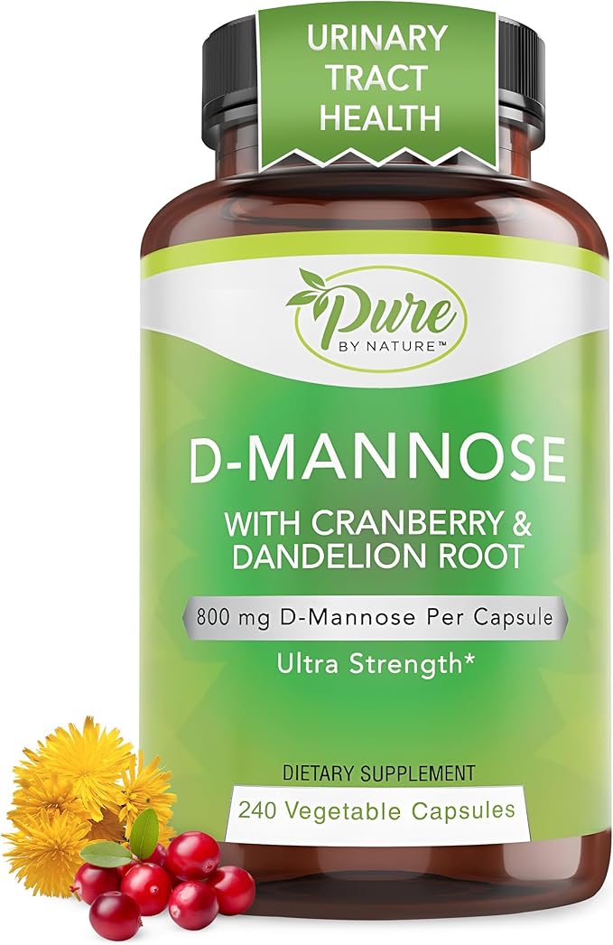 Pure By Nature Bundle Pack of 600mg D Mannose 240 Capsules & One Daily Multivitamin for Women 60 Capsules Supplements, Immunity & Urinary Tract Health Support Women’s Wellness Bundle