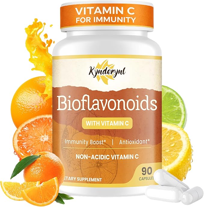 Vitamin C with Bioflavonoids Supplement for Immunity* & Antioxidant & Skin - Blend of VIT C 1000mg and Citrus Bioflavonoids 1100mg, Non-Acidic Acerola Cherry Vitamin C, Vegan, 90 Capsules