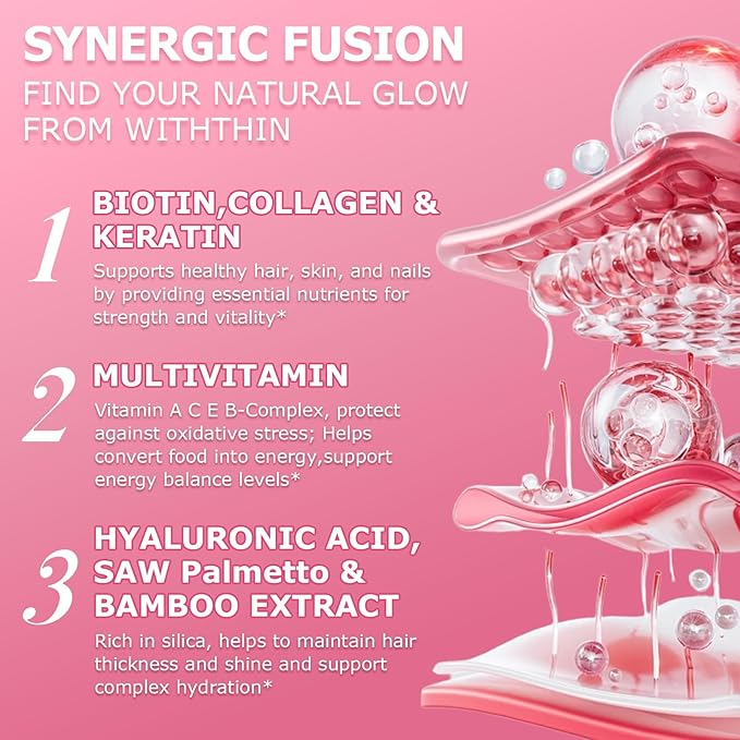 Pure Biotin 10000mcg Liquid Drop Optimal Solutions Hair Skin & Nails Vitamins Support w. Collagen Keratin Hyaluronic Acid Saw Palmetto, Biotin(Vitamin B7) for Hair Growth & Cellular Energy