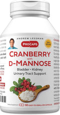 ANDREW LESSMAN Cranberry with D-Mannose - 60 Capsules - Supports Bladder, Kidney and Urinary Tract Health. High Potency Standardized Cranberry Concentrate and D-Mannose. Easy to Swallow Capsules