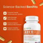 INVITA, ADK 10 Vitamin Supplement – 90 Capsules – High Potency of Vitamin A, D3 10,000 IU & K2-MK7 – Physician Formulated ADK for Bone, Heart & Immune Support – Non-GMO, Gluten Free (3-Month Supply)