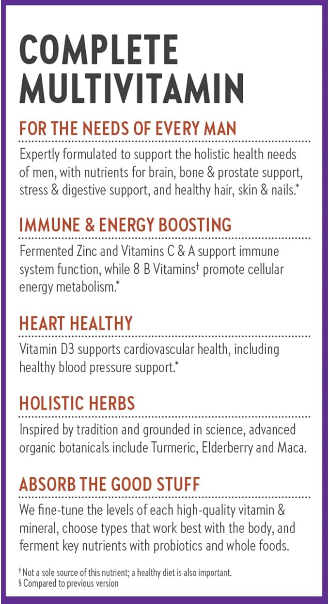 New Chapter Men’s Multivitamin, B6, Extra B12, D3, Vitamin C & Zinc, Immune, Heart, Cellular Energy, and Brain Health, Gentle on The Stomach, One Daily, Non-GMO, Gluten-Free, 18+, 48 Tablets