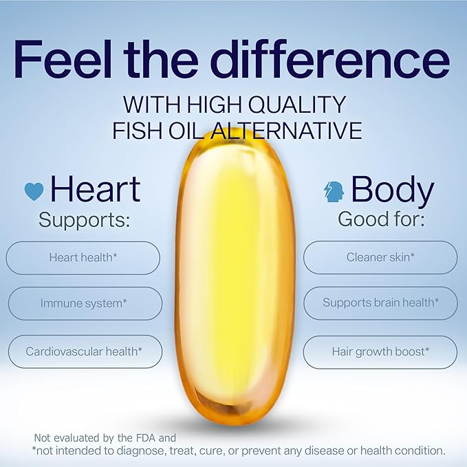 YES Plant Based Omega 3 & 6 Supplement – Burpless Fish Oil Alternative – DHA, EPA, SDA for Heart & Immune Support – 480 Softgels (4 Pack)