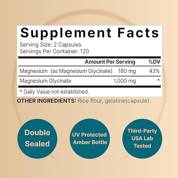 NatureBell Magnesium Glycinate 1,000mg, 240 Capsules | 500mg per Capsule | 100% Chelated & Purified | Sleep, Muscle & Nerve Support | Non-GMO, Gluten-Free