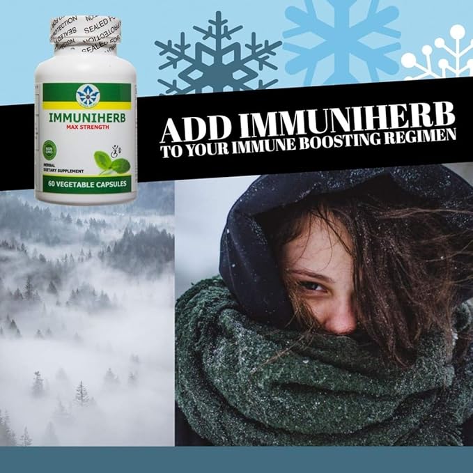 Immuniherb Immune Support Supplement – Herbal Immunity Supplement with Ginger, Forsythia, Licorice Root, Vitamin C & Zinc – Natural Immune Boosters for Daily Support, Non-GMO – 60 Veg Capsules