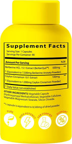 Berberine Supplement Synergistically Enhanced Potency, Ceylon Cinnamon for Enhanced Absorption & Synergistic Effects for Healthy Levels