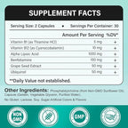 Alpha Lipoic Acid 1000mg 6-in-1 Nerve Support Supplement with Benfotiamine, B1, B12, Grape Seed & Ubiquinol Non-GMO - 60 Capsules, 30-Day Supply