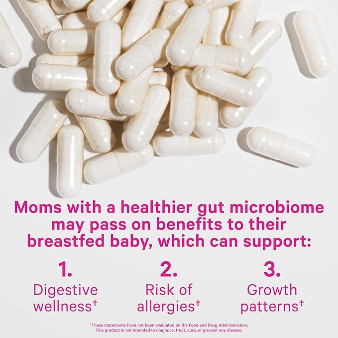 Pink Stork Lactation Probiotic - 30 Billion CFUs Multi Strain Postnatal Probiotics for Breastfeeding Women - Support Breast Milk & Gut Health, Postpartum Essentials, 60 Capsules