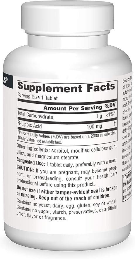 Source Naturals R-Lipoic Acid 100mg, 120 Tablets
