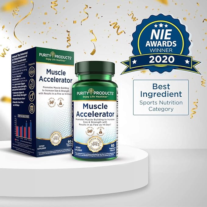 Purity Products Muscle Accelerator 650 mg Patented & Clinically Tested Muscle Accelerator Blend of Ayurvedic Herbal Extracts Promotes Strength, Endurance + Muscle Growth - 60 Veg Caps (2)