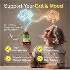Psychobiotics – Advanced 3-in-1 Probiotic Prebiotic Postbiotic Supplement for Gut and Mood Support - 120 Vegan Probiotic Capsules – 50 Billion CFU - 2 Month Supply