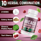 Uric Acid Cleanse & Detox with Tart Cherry, Celery Seed Uric Acid Supplement – Uric Acid Levels, Joint, Kidney and Sleep – 90 Veggie Capsules（2 Bottle）