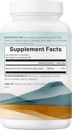 Magnesium Glycinate 500mg Per Serving, 240 Capsules | Potent Elemental Form, 100% Chelated, High Absorption | Healthy Muscle, Bones, & Mood Support Supplement | Non-GMO