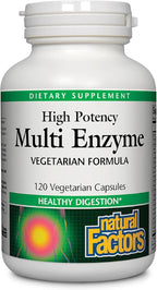 Natural Factors, High Potency Multi Enzyme Vegetarian Formula, Plant-Based Digestive Aid, 120 Capsules