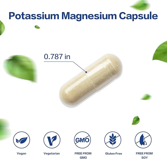 Potassium Magnesium Supplement 1000mg, Magnesium Potassium Zinc Aspartate,Non-GMO, Vegan, (150 Capsules)