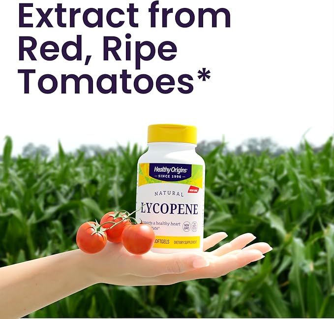 Healthy Origins Lycopene 15 mg (Natural, Non-GMO, Gluten Free, Skin Support, Prostate Support), 60 Softgels