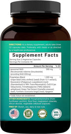 NatureBell Liposomal NAD+ 8-in-1 Complex 2000mg** Per Serving, 120 Vegetarian Capsules – NAD Resveratrol Supplement with TMG, CoQ10, Turmeric, Grape Seed & Apigenin – Non-GMO, cGMP Manufactured