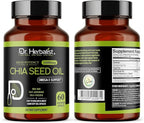 Dr. HERBALIST Chia Seed Oil 1600mg Softgels - Plant-Based Superfood Supplement with Omega 3 Fatty Acids, Antioxidants & Natural Nutrients - 60 Capsules for Men & Women