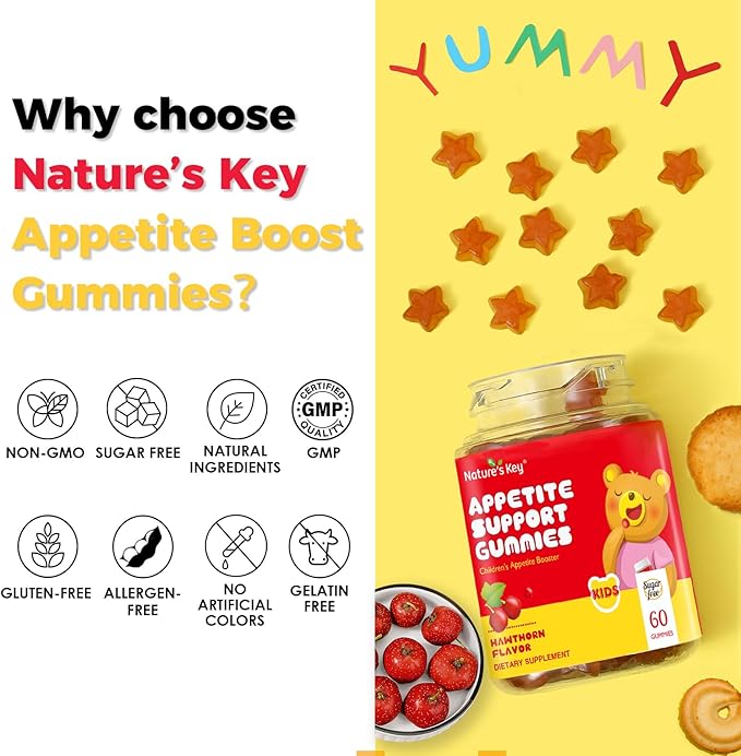 Nature's Key Appetite Booster Gummies for Children, Promote Eating Desire & Healthy Weight, 60 Count Pack