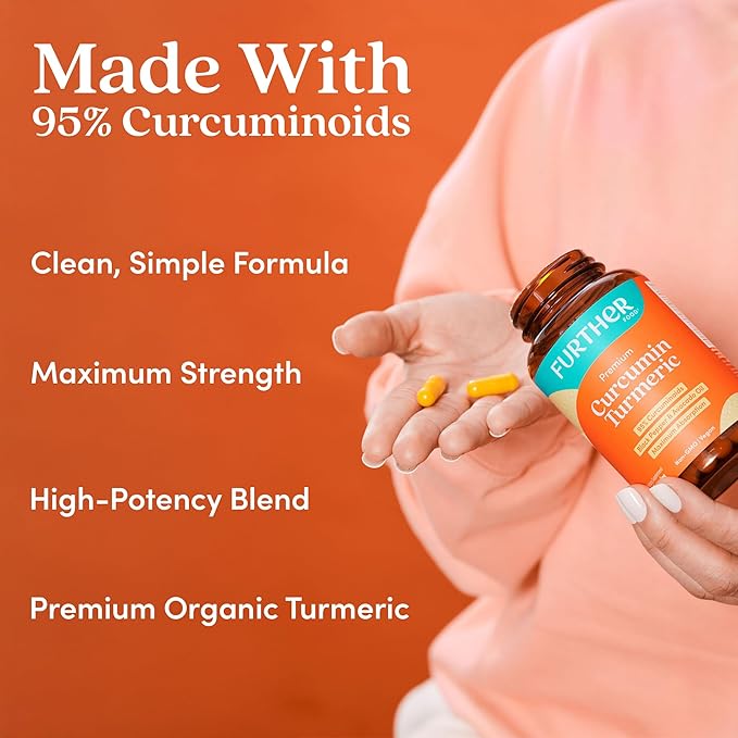Further Food Premium Curcumin Turmeric Capsules 500mg – Organic, High Potency with Black Pepper & Avocado Oil