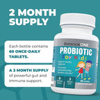 Balance ONE Time-Release Kids Probiotic – Up to 15x Better Survivability – 3 Billion CFU – Gut & Digestive Support for Children – Sugar Free, Easy to Swallow, 2 Month Supply