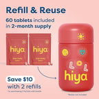 Hiya Iron+ Supplements for Kids - High Absorption Iron Supplement - Delicious Strawberry Flavor & Easy on Children's Stomach - No Added Sugar & Third Party Tested - 60 Day Refill Supply for Toddlers