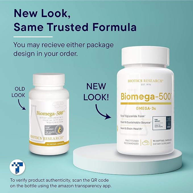 Biotics Research Biomega 500 Omega 3 Fish Oil Supplement, Highly Concentrated Fish Oil with EPA/DHA, Omega 3 Fatty acids, Supports Immune and Cardiovascular 90 Softgel Capsules