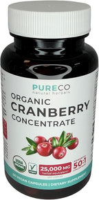 Organic Cranberry Pills - Vegan Supplement for Urinary Tract Health & Kidney Cleanse - Cranberry Pills for Women 500mg 50:1 Cranberry Concentrate Per Serving - Urinary Tract Support - 60 Capsules
