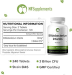 Bifidobacterium Infantis Probiotic 240 Tablets (4 Month Supply) – Researched Strain BI45 – 3 Billion CFU – Gut Barrier & Digestive Health Support – GMP Certified (240, Bifidobacterium Infantis)