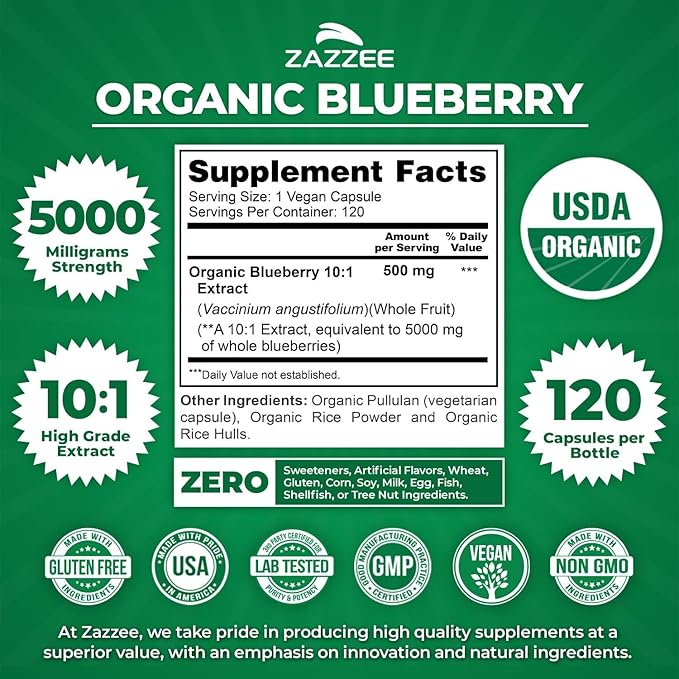 Zazzee Ultimate Anti Aging Antioxidant Bundle | USDA Organic Pomegranate with Polyphenol Rich Blueberry and Super Concentrated Grape Seed Extract Capsules | Non-GMO Vegan & ISO Lab Tested