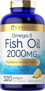 Carlyle Fish Oil Omega 3 Supplements | 2000mg | 320 Softgels | EPA & DHA | 600mg Total Omega-3 | Non-GMO, Gluten Free Pills