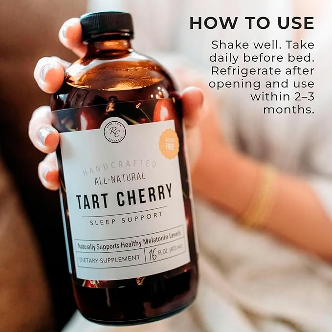 Rowe Casa Organics Tart Cherry Organic Sleep Support with Valerian Root, Supports Sleep Cycle Regulation and Muscle Recovery (16 Fl Ounces)