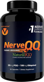 NerveQQ Ultra Advanced Formula Neuropathy Support - #1 Recommended Nerve Growth Factor (NGF) Health and Function. 100mg of Ubiquinol (QH) Plus Natural PQQ 20mg (Vegetarian Softgels)