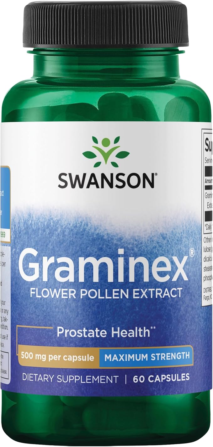 Swanson Graminex Flower Pollen Extract - Men's Health Supplement to Support Prostate, Kidney, Bladder & Urinary Tract Health* - Non-GMO - 60 Capsules