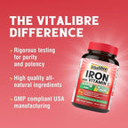 Iron Supplement, 65mg Carbonyl Iron with 250mg Vitamin C, Stomach Friendly Iron Pills for Blood Building Women & Men, High Absorption, No Nausea, No Constipation, Non-GMO, No Gluten, 90 Vegan Tabs