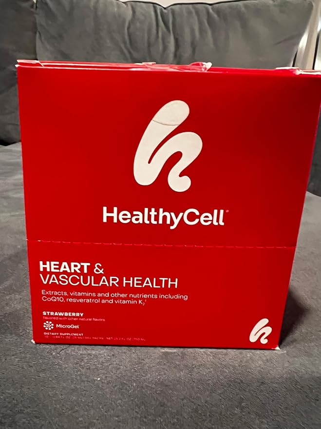 Healthycell Heart & Vascular Health Daily Liquid Supplement - Cardiovascular Support with Beet Root Powder, Resveratrol, CoQ10, Omega-3 & Vitamin K - 30 Gel Packs