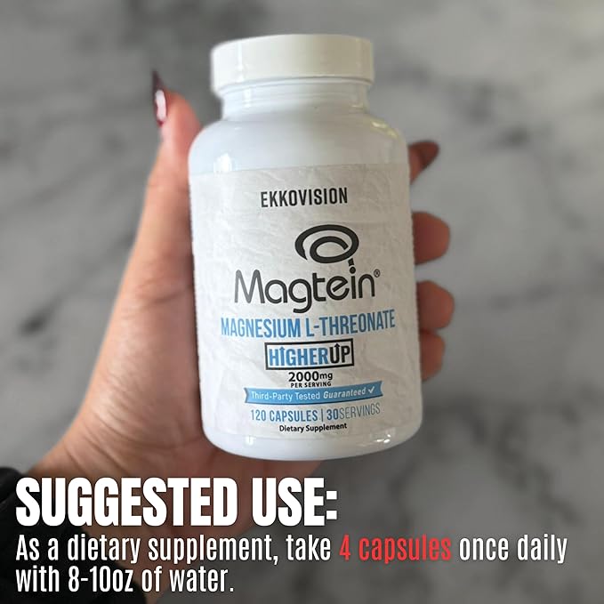 Ekkovision Magtein Magnesium L-Threonate, Memory & Cognitive Function Support, Magnesium Supplement with Essential Minerals for Men & Women, 2000 MG Per Serving, 120 Easy-to-Swallow Capsules