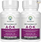ADK Vitamin Supplement – Vitamins A, D3 & K2 MK-7 for Bone Health & Calcium Absorption – Gluten-Free, Non-GMO, Soy-Free – 120 Capsules, 2-Pack (4-Month Supply)