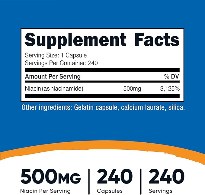 Nutricost Niacinamide (Vitamin B3) 500mg, 240 Capsules (3 Bottles)