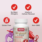 Jarrow Formulas QH-absorb + PQQ - 30 Softgels - Dietary Supplement Supports Mitochondrial Biogenesis, Energy Production & Cardiovascular Health - Up to 30 Servings