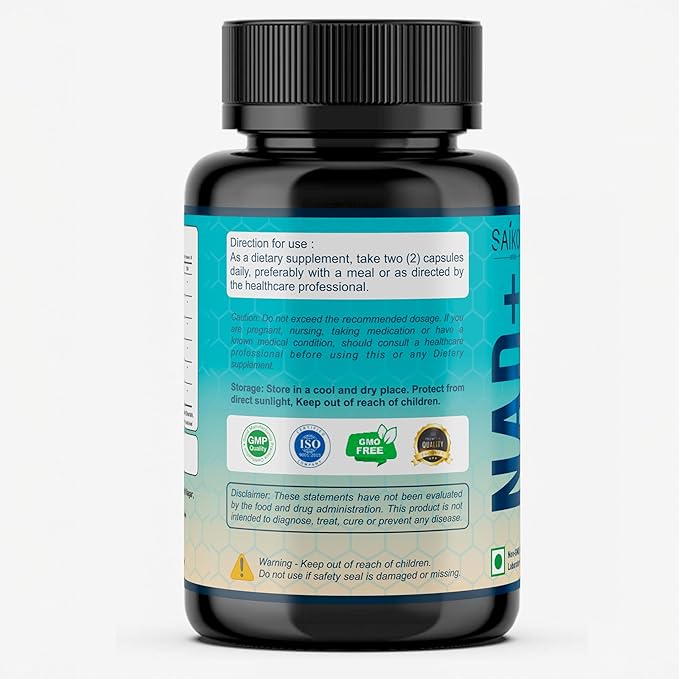NAD+ Supplement 810mg with Nicotinamide Adenine Dinucleotide, Resveratrol, Quercetin, Coenzyme Q10, Fisetin and Black Pepper - Healthy Aging - High Absorption - 60 Capsules
