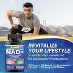 NAD+ Supplement with Liposomal NAD+, Nicotinamide Riboside, Magnesium, Vitamin B3 & B12, Resveratrol, Turmeric, Ashwagandha, Lion’s Mane,10-in-1 Extra Strength
