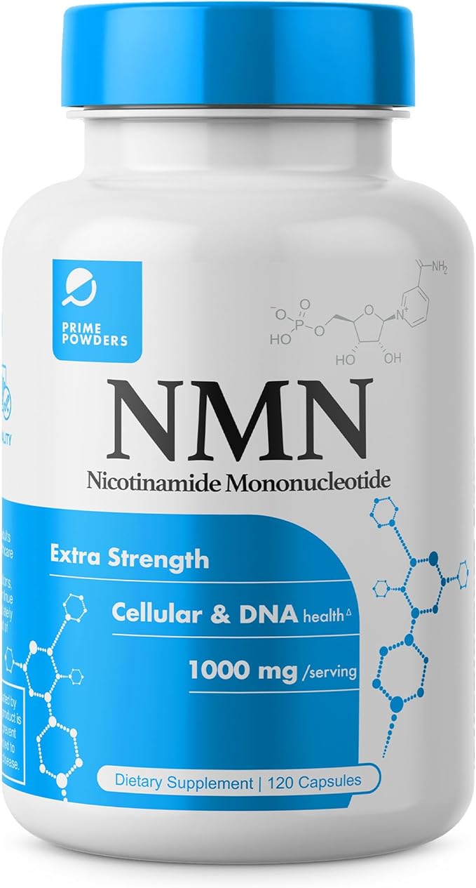 Prime Powders NMN Capsules – 1000mg per Serving – Stabilized Nicotinamide Mononucleotide – Extra Strength High Potency – 120 Vegetarian Capsules, Non-GMO & Gluten-Free