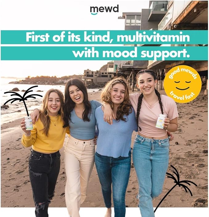MEWD Teen and Kids Mood Support Multivitamin Gummies - Natural Focus & Calm with L-Theanine, Vitamins A, C, D3, B6, B9 & B12, Plus Zinc & Iron - Vegan Immune Booster, Gluten-Free Brain Health