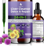 Liver Cleanse Detox & Care Liquid Drops - 24-in-1 Milk Thistle Supplement 5000mg Eq. with Artichoke, Dandelion & Chanca Piedra - Vegan Liver Support for Women & Men - Alcohol Free, 2 Fl Oz