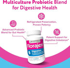 Florajen Digestion Probiotic - Advanced Gut Health Supplement for Constipation & Bloating Relief - 15 Billion Live Cultures - Multi-Strain Formula - Refrigerated for Potency & Freshness - 90 Capsules
