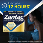 Zantac 360 Maximum Strength Heartburn Prevention and Relief Tablets, 20 mg Famotidine Pills with Targeted Relief to Control Acid Before Heartburn Starts, 50 Count (Pack of 2)