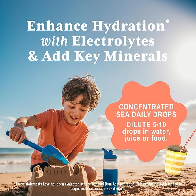 Trace Minerals for Kids - Trace Mineral Drops, Concentrated Electrolytes with Ionic Magnesium for Hydration, Muscle Function, and Electrolyte Support - 2oz Unflavored Liquid