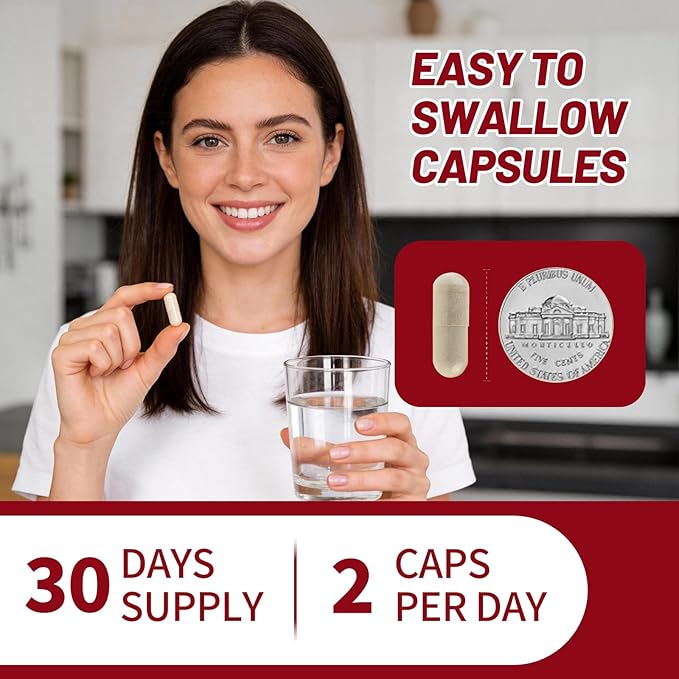 Iron Supplement - Iron 65mg High Absorption Iron Bisglycinate with Vitamin C, Calcium, Gentle Iron Pills for Women Men - Non GMO & Gluten Free, Stomach Friendly, 60 Capsules